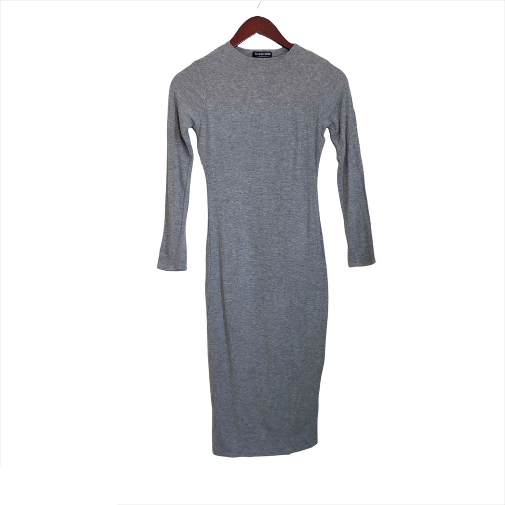 Fashion Nova Gray Long Sleeve Dress